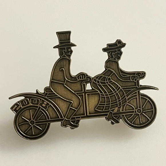 Tandem Bike Brooch Golden Bronze Color With 2008 - Picture 11 of 11